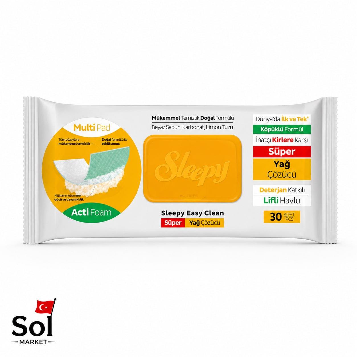 دستمال مرطوب چربی زدا اسلیپی 30 عددی